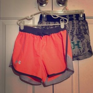 Two Girls Under Amour Sports Shorts